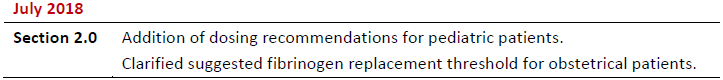 2025-02-26 NAC Statement on Fibrinogen Concentrate - 2018 Summary of Revisions